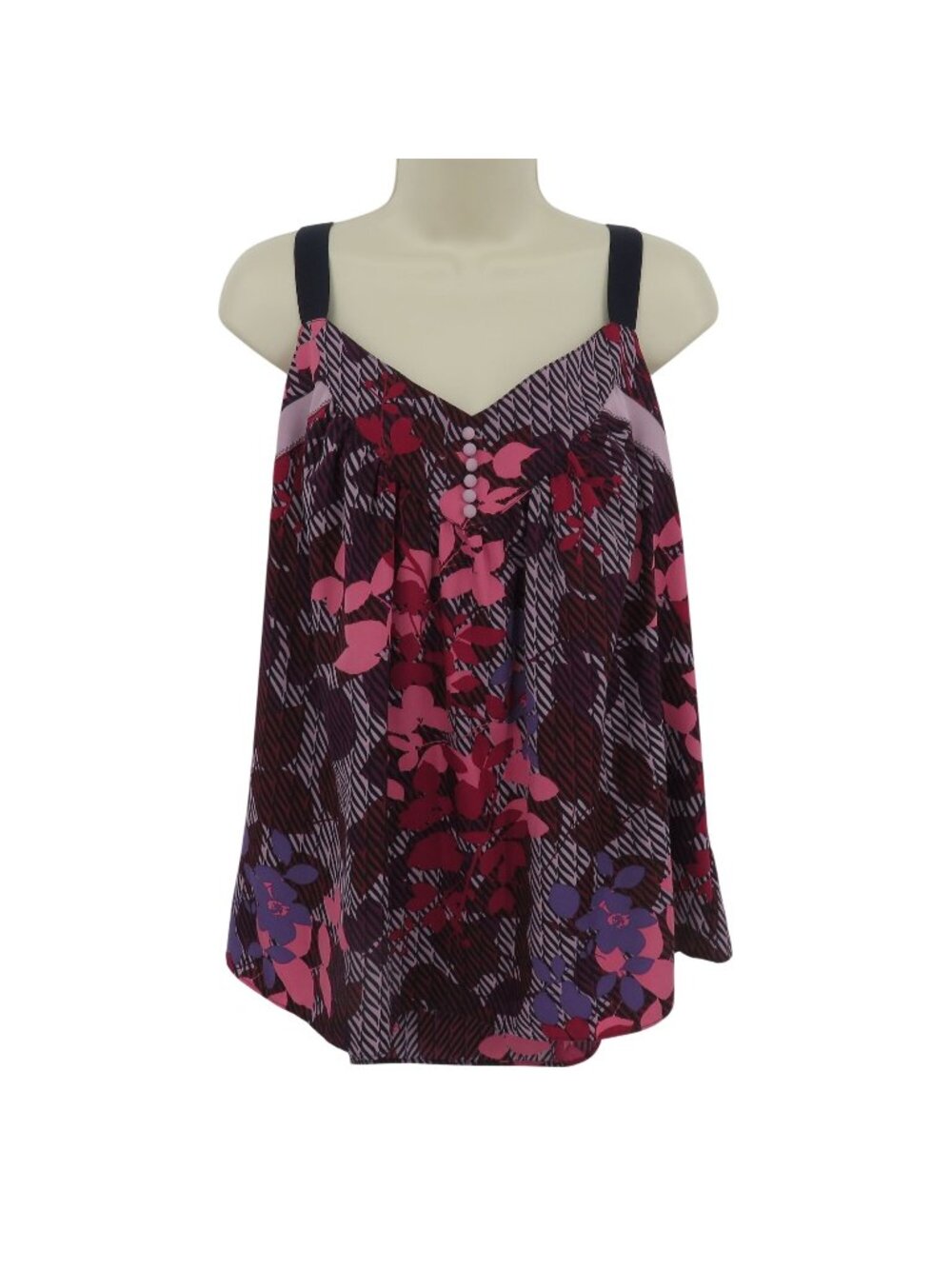 Mix It Women XL Extra Large Pink Purple Blue Floral Flower Tank Top Blouse Y2K